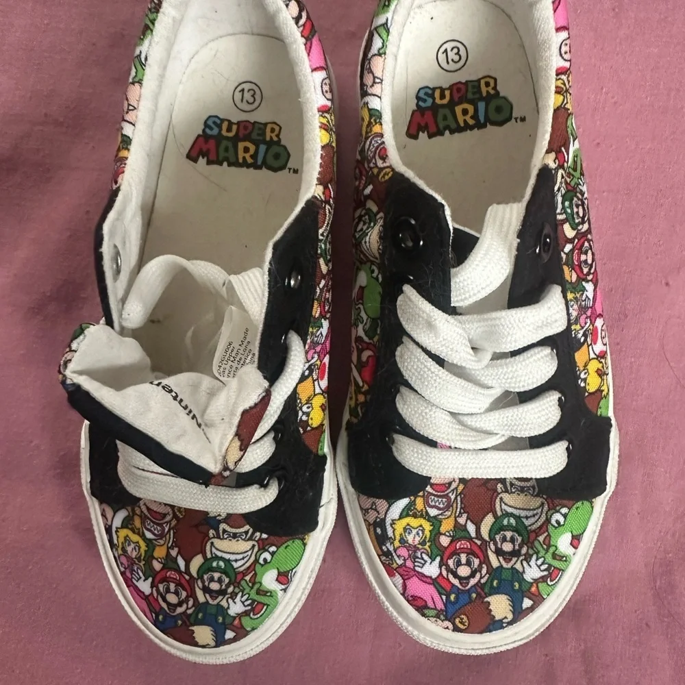 Nintendo Super Mario Kids Sneakers - Black, White, and Multicolor